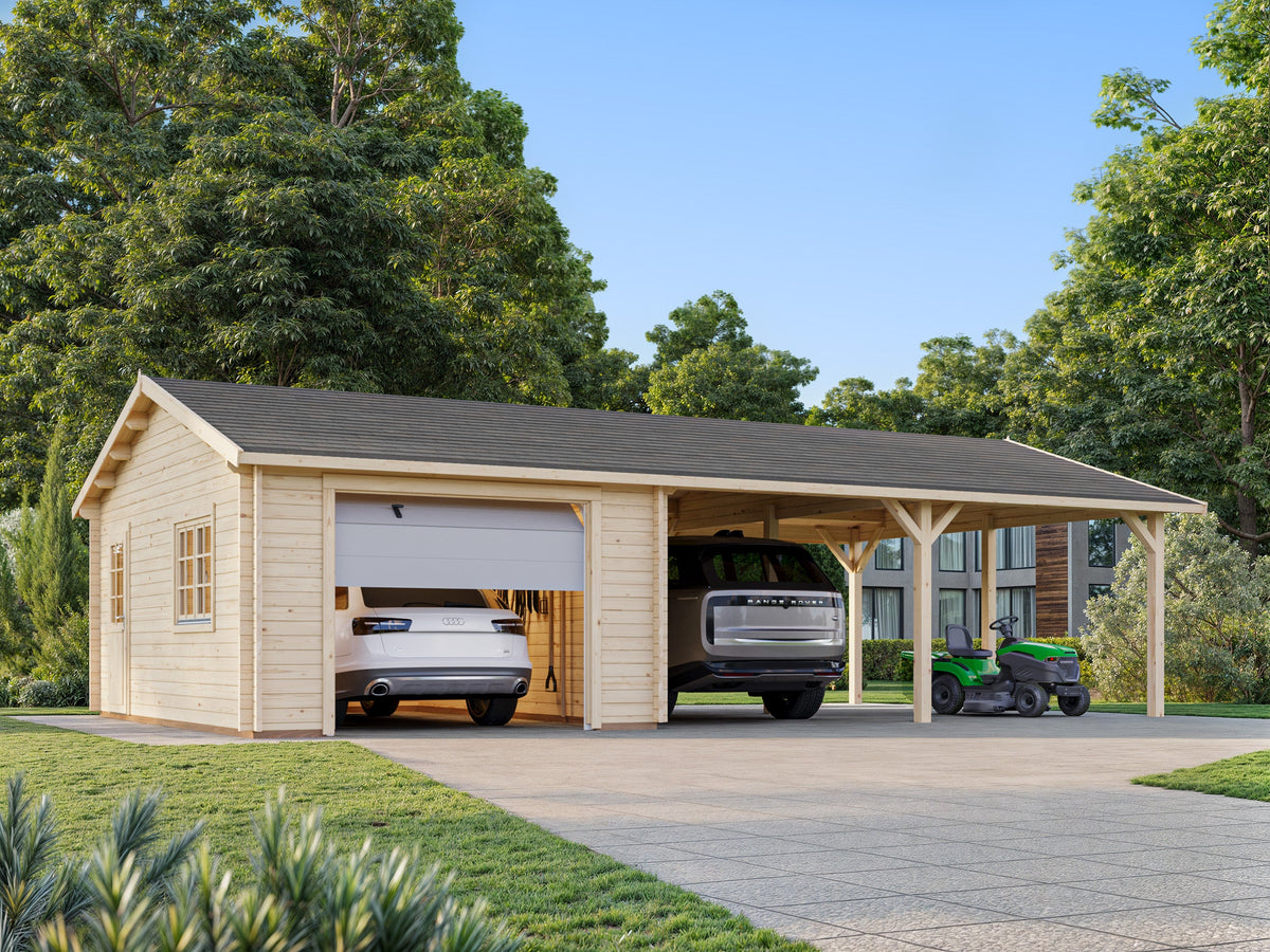 Timber Garage Roger 19.0+33.2 m² with sectional door