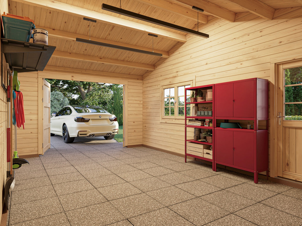 Timber Garage Roger 19.0+33.2 m² with wooden gate