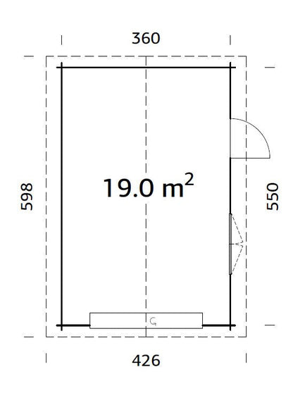 Timber Garage Roger 19.0 m² with sectional door