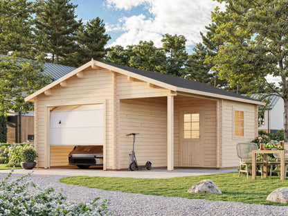 Timber Garage Roger 21.9+5.2 m² with sectional door