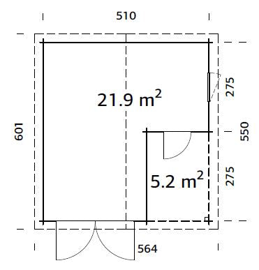 Timber Garage Roger 21.9+5.2 m² with wooden gate