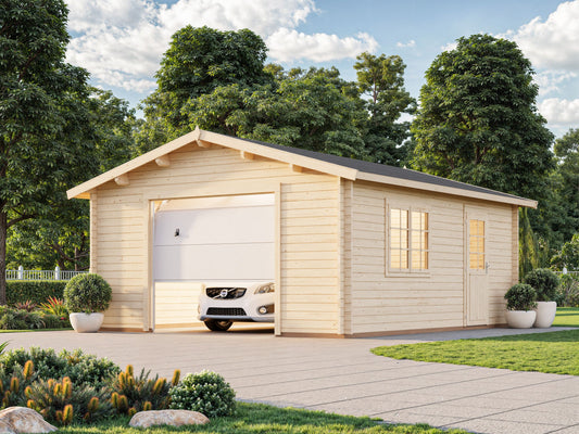 Timber Garage Roger 23.9 m² with sectional door
