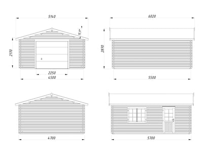 Timber Garage Roger 23.9 m² with sectional door
