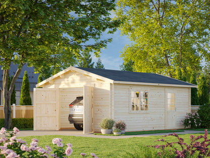 Timber Garage Roger 23.9 m² with wooden gate