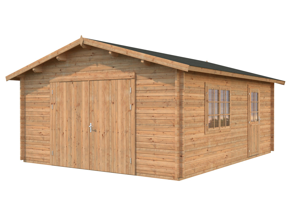 Timber Garage Roger 23.9 m² with wooden gate