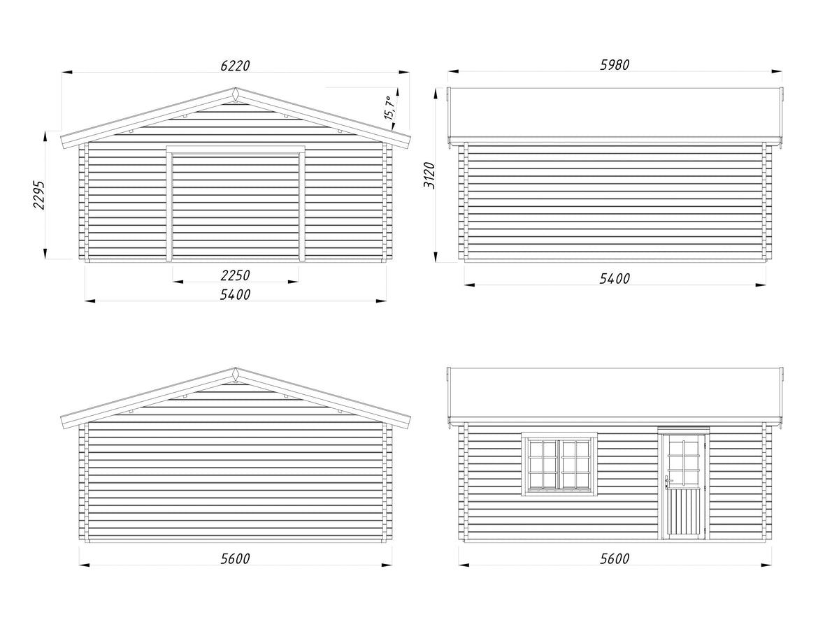 Timber Garage Roger 27.7 m² kit