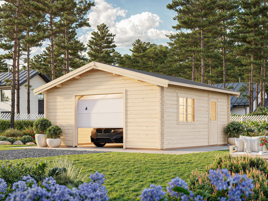 Timber Garage Roger 27.7 m² with sectional door
