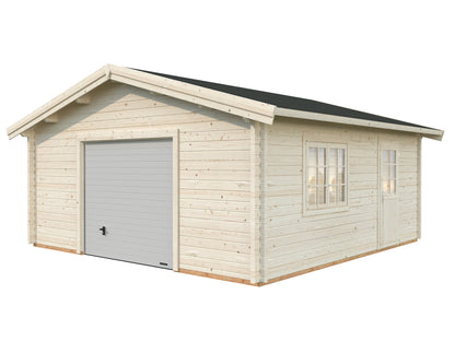 Timber Garage Roger 27.7 m² with sectional door, clear dip-treated