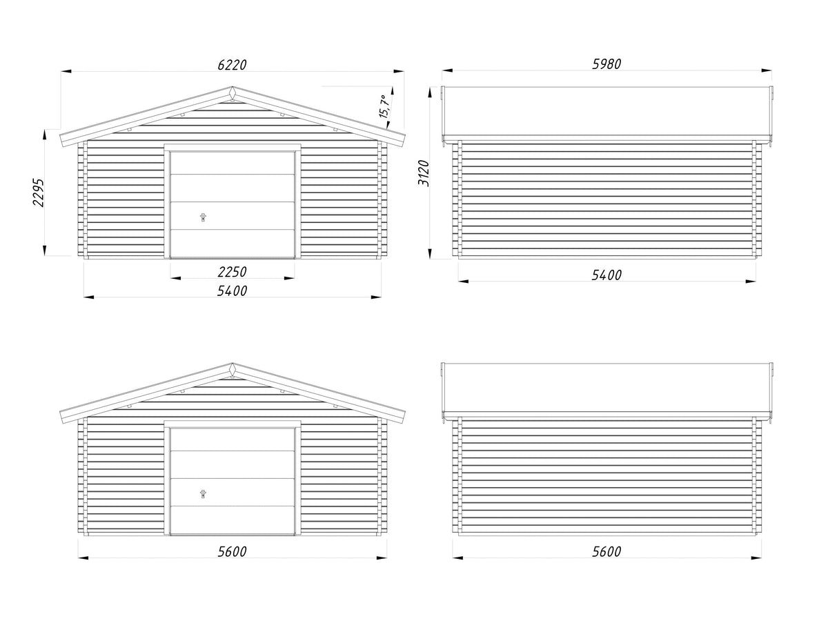 Timber Garage Roger 27.7 m² with sectional door