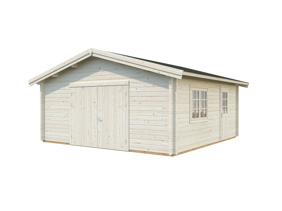 Timber Garage Roger 27.7 m² with wooden gate, untreated