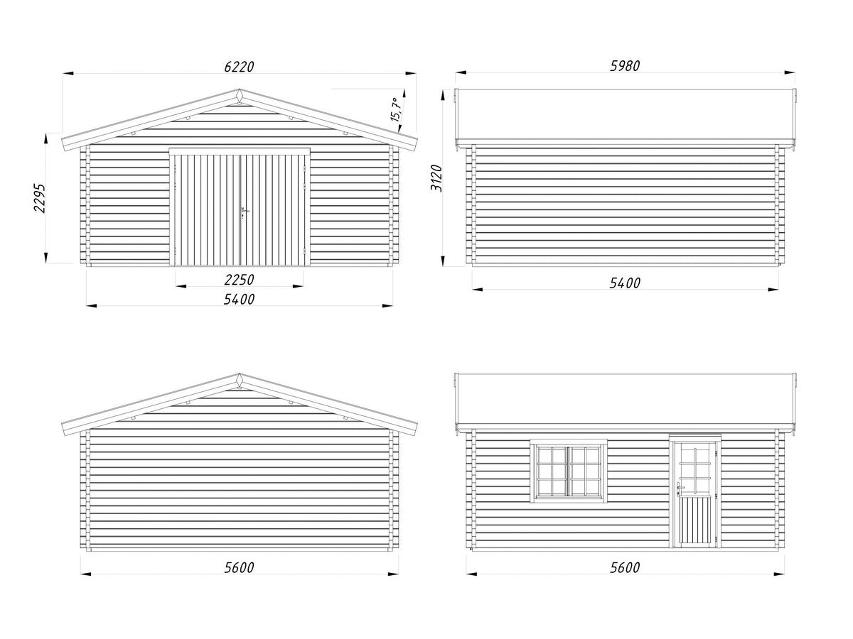 Timber Garage Roger 27.7 m² with wooden gate