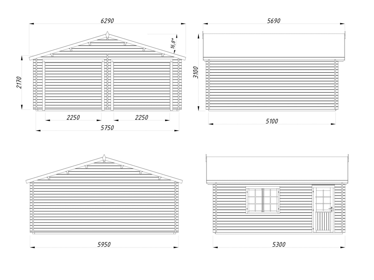 Timber Garage Roger 28.4 m² kit