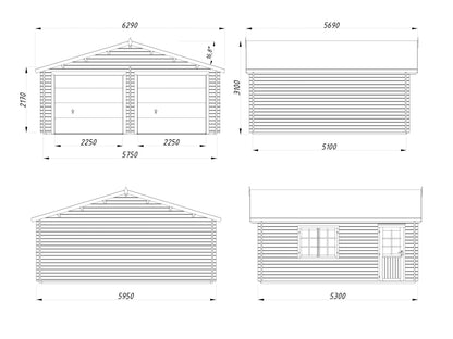 Timber Garage Roger 28.4 m² with sectional door