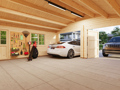 Timber Garage Roger 28.4 m² with wooden gate