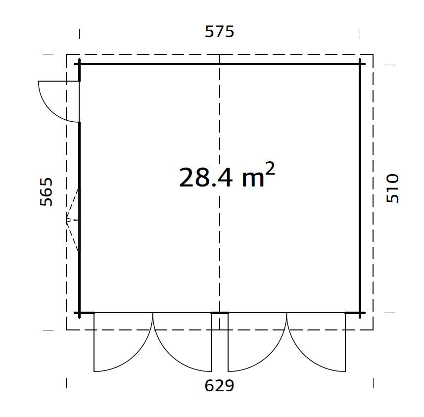 Timber Garage Roger 28.4 m² with wooden gate