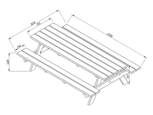 Timber Table and Bench Kit Ruby 24