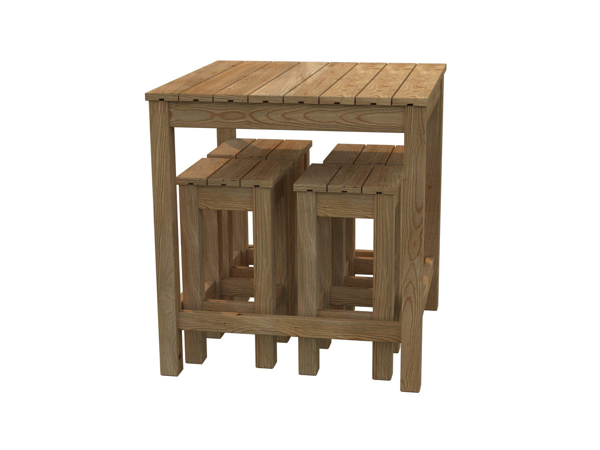 Timber Table and Seat Kit Aron, brown pressure-treated