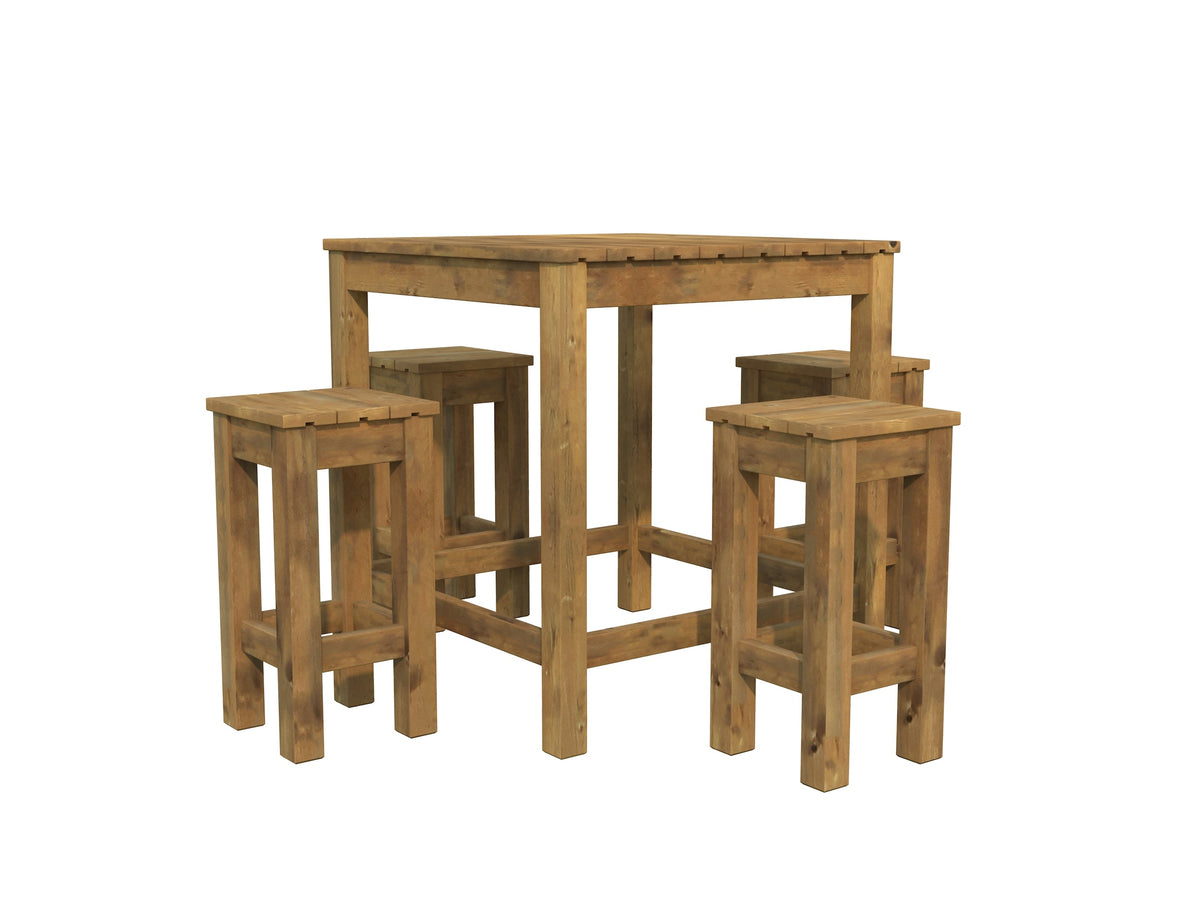 Timber Table and Seat Kit Aron, brown pressure-treated