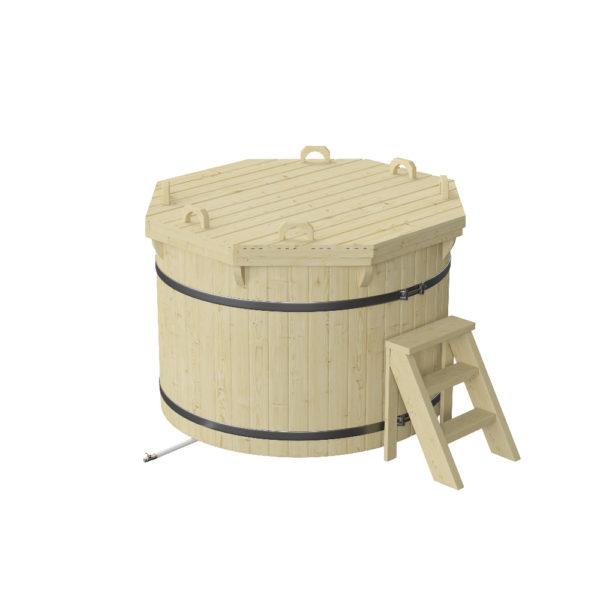 Nordic Spa 1.5m diameter Wood Fired Hot Tub with internal heater and full cover