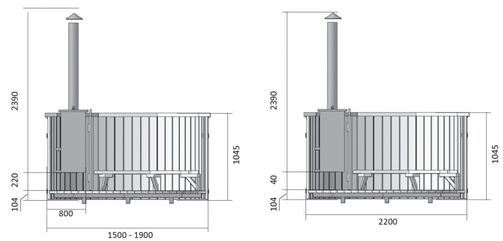 Wooden Hot Tub - Dimensions