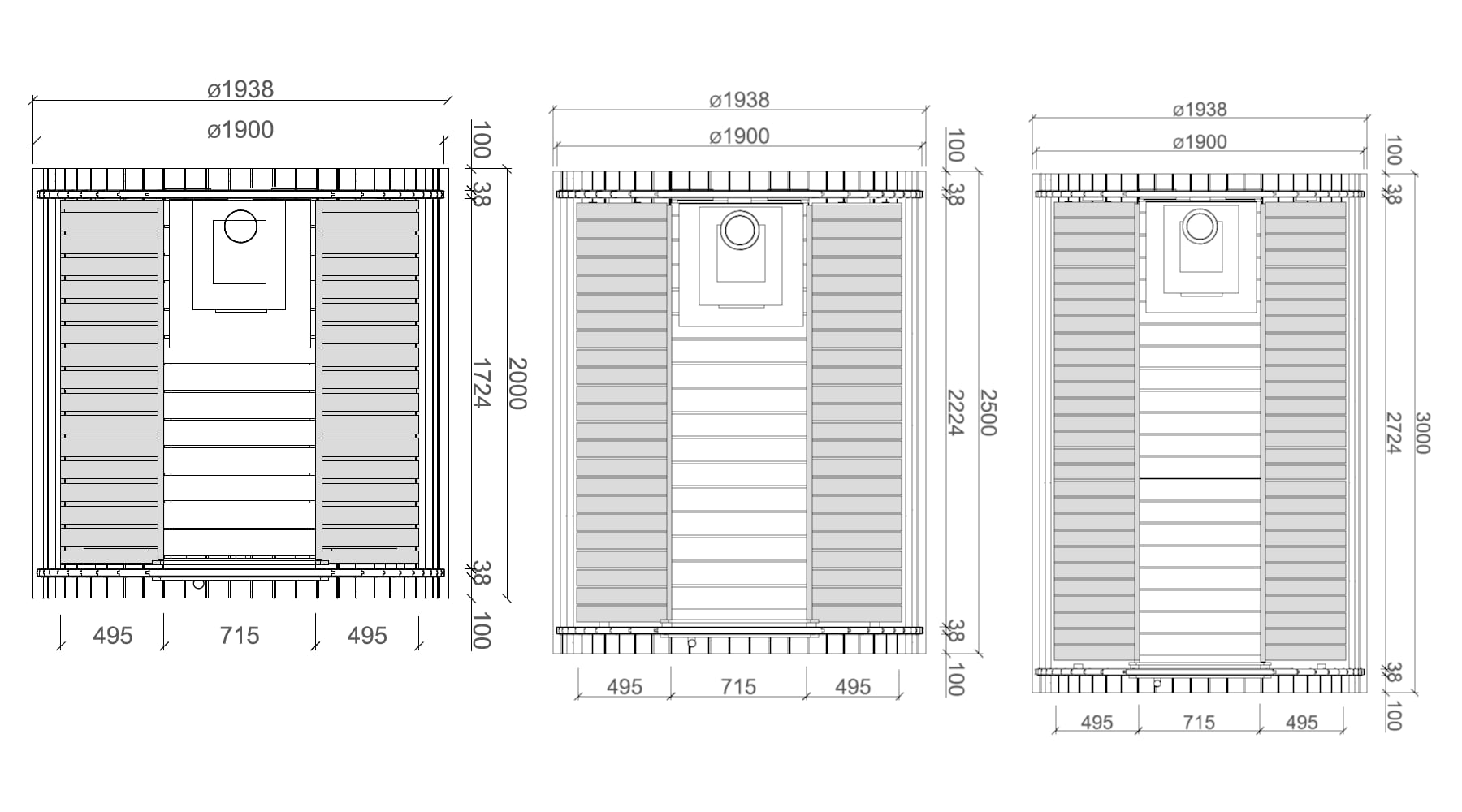 Nordic Spa Sauna Barrels dimensions