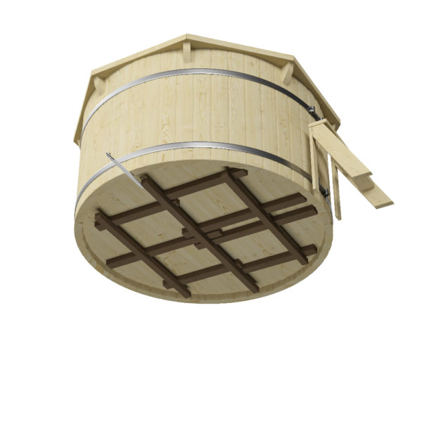 Nordic Spa 2.2m diameter Wood Fired Hot Tub with internal heater below Nordic Spa 2.2m diameter Wood Fired Hot Tub with internal heater below