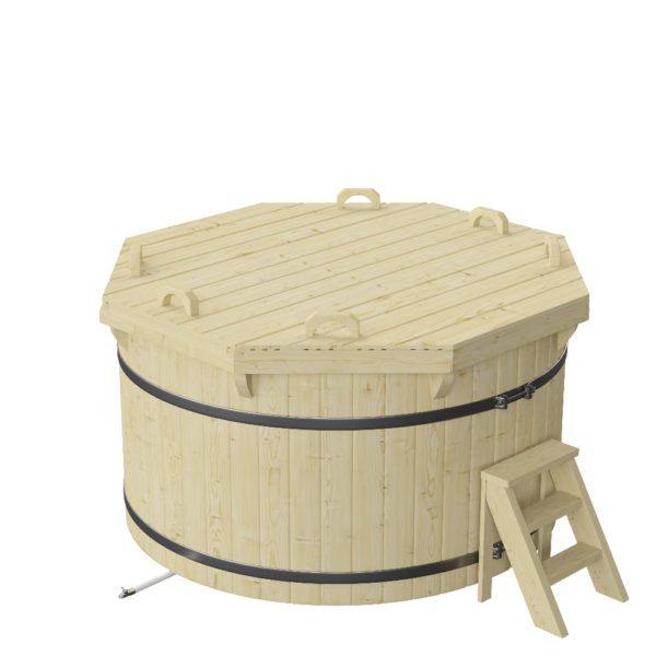 Nordic Spa 2.2m diameter Wood Fired Hot Tub with internal heater cover full