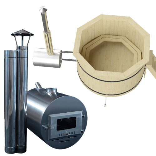 Nordic Spa Wood Fired Hot Tub with external heater Nordic Spa Wood Fired Hot Tub with external heater